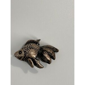 Vintage Bronze Goldfish Pendant Sculpture Charm